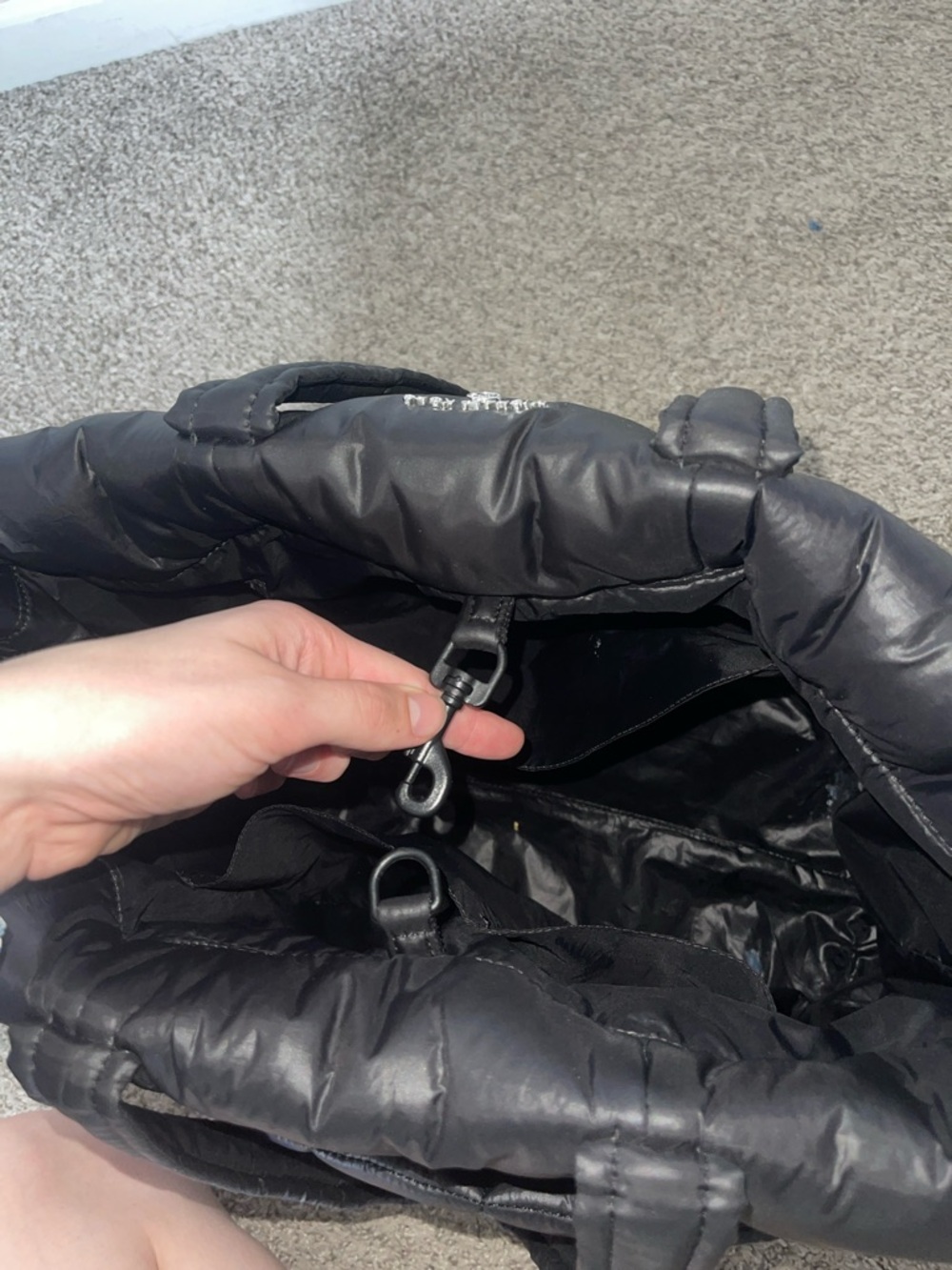 Michael Kors Black Quilted Puffer Tote with Silver Studs - Picture 7 of 7